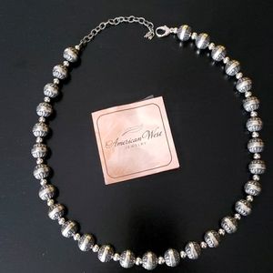 American West Sterling Oxidized Stamled Bead 21" Necklace